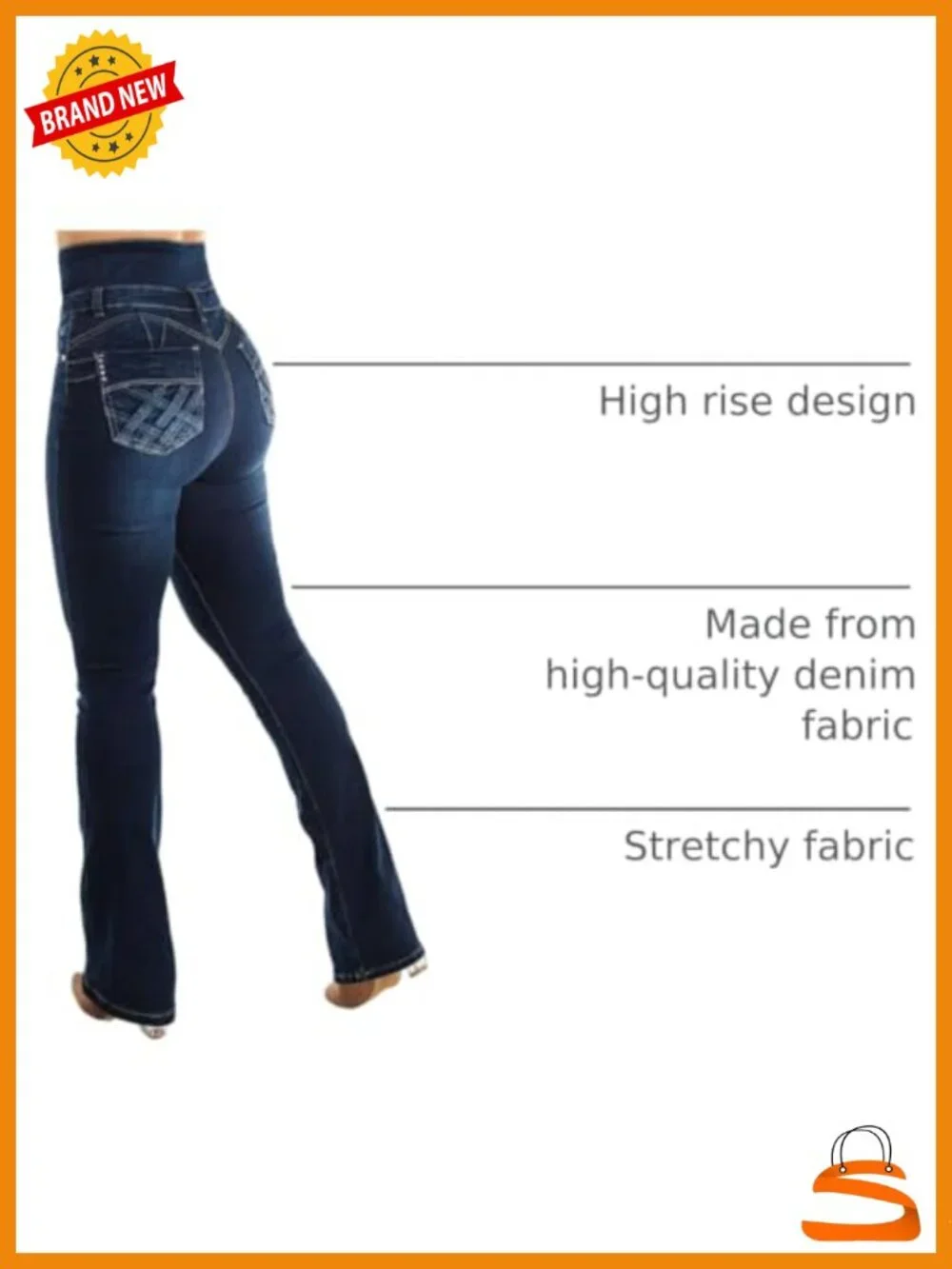 High Waist Bootcut Flare Jeans Tummy Control Butt Lifting Stretch Denim